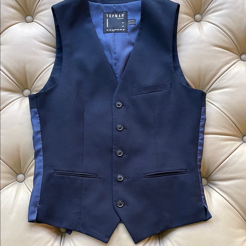 Topman Men’s Navy Blue Vest